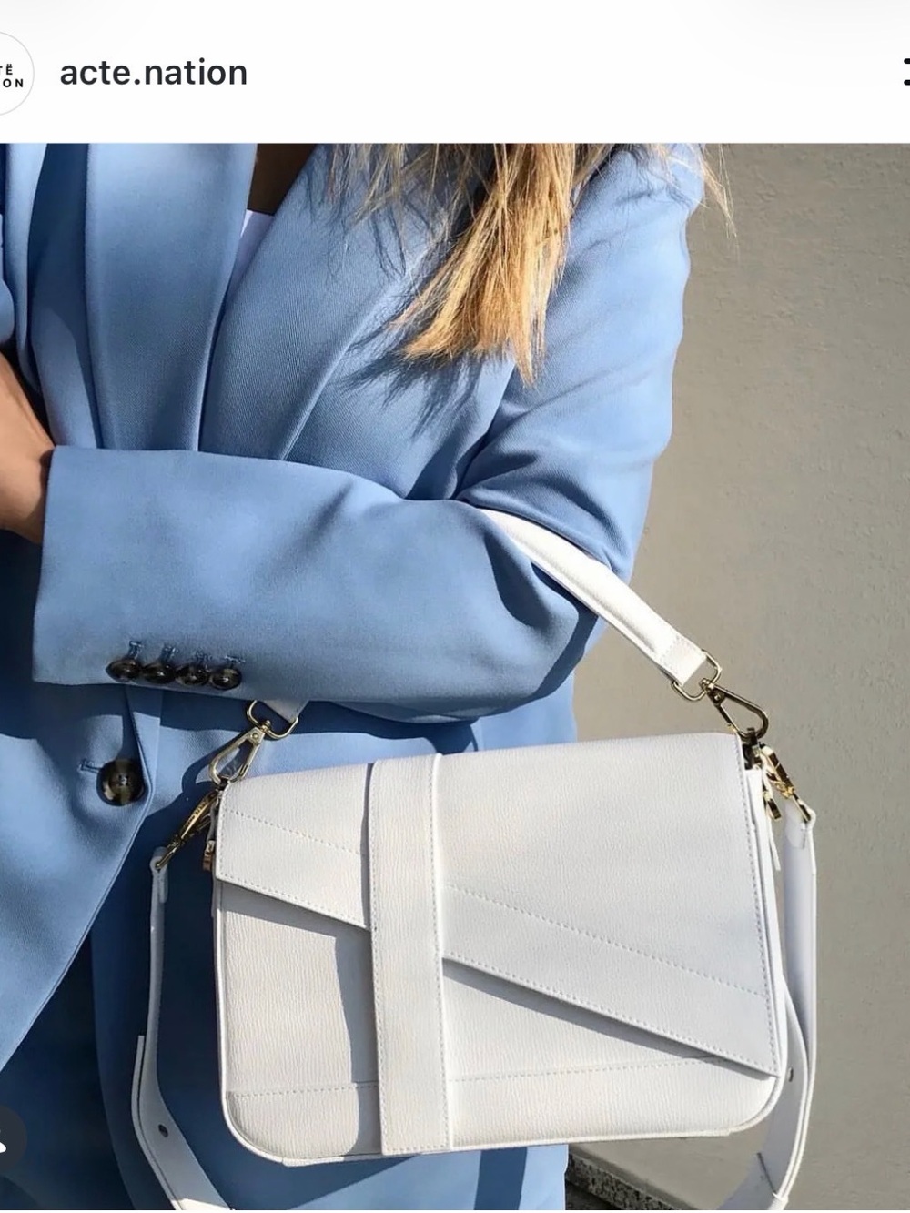 Actë Nation Iconic Ally White Leather Shoulder Bag Handmade in Spain